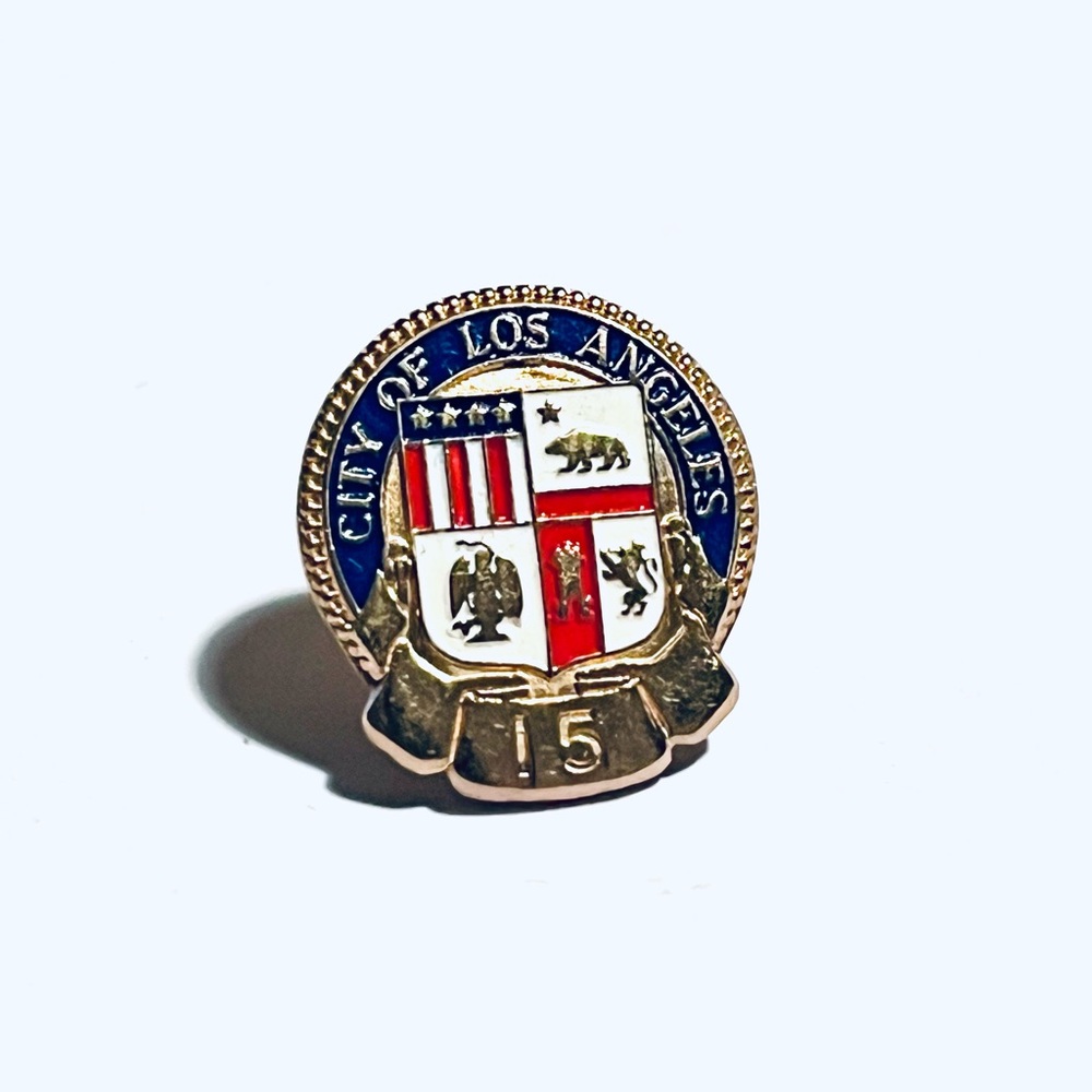 City of Los Angeles Enamel Shield 15 Pin - Blue, Red, White, Gold